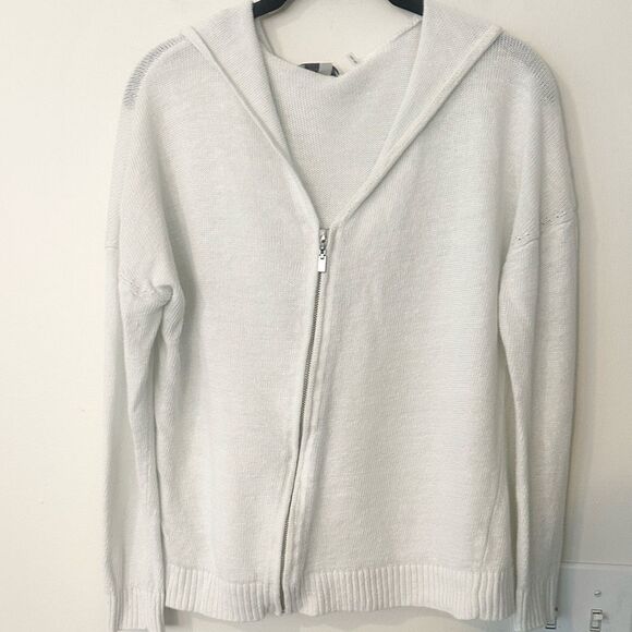 KINROSS White Linen Front Zip Hoodie S/P - Picture 2 of 7